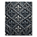 Gothic Silver Fleur de Lis Grid Rug