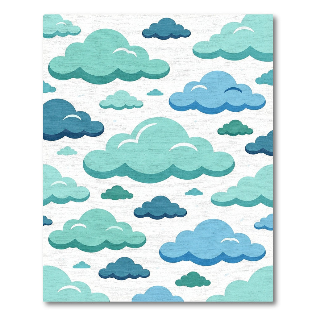 Whimsical Blue Sky Layered Cloud Rug