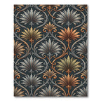 Elegant Copper Silver Palmette Scroll Rug