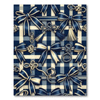 Elegant Navy Blue Ribbon Plaid Rug