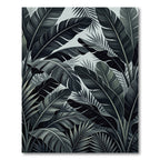 Dark Tropical Leaf Collage Rug