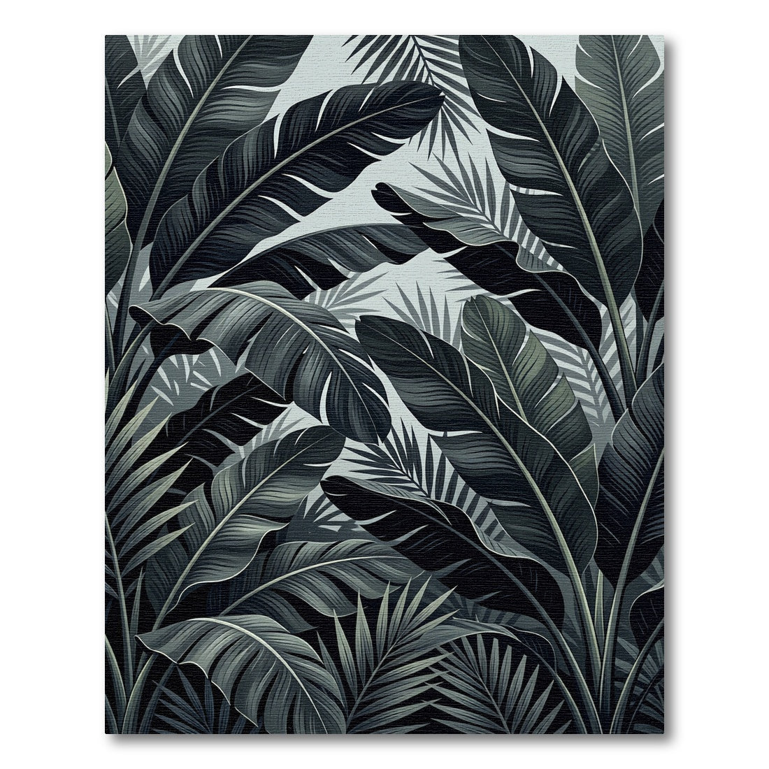 Dark Tropical Leaf Collage Rug