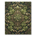 Elegant Olive Floral Damask Medallion Rug