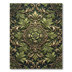 Elegant Olive Floral Damask Medallion Rug