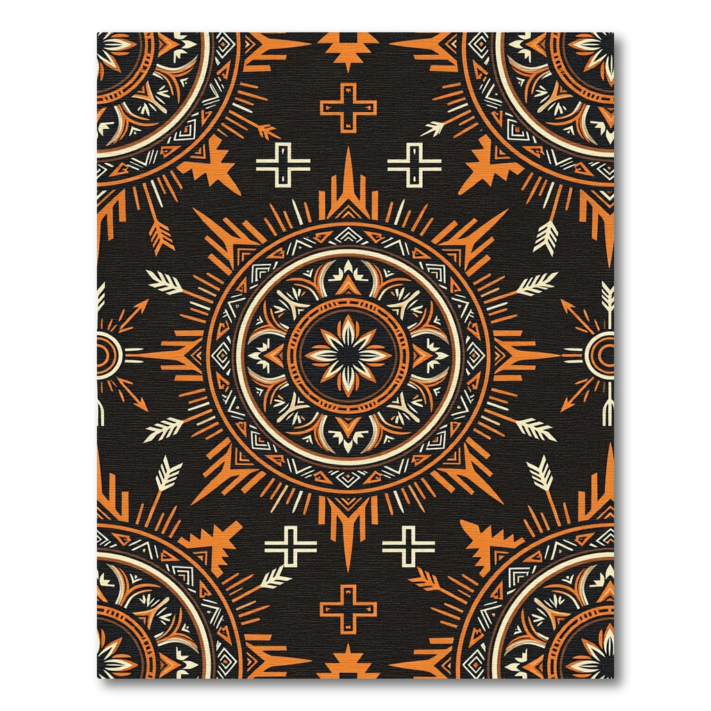 Terracotta Southwestern Sun Medallion with Arrows Rug