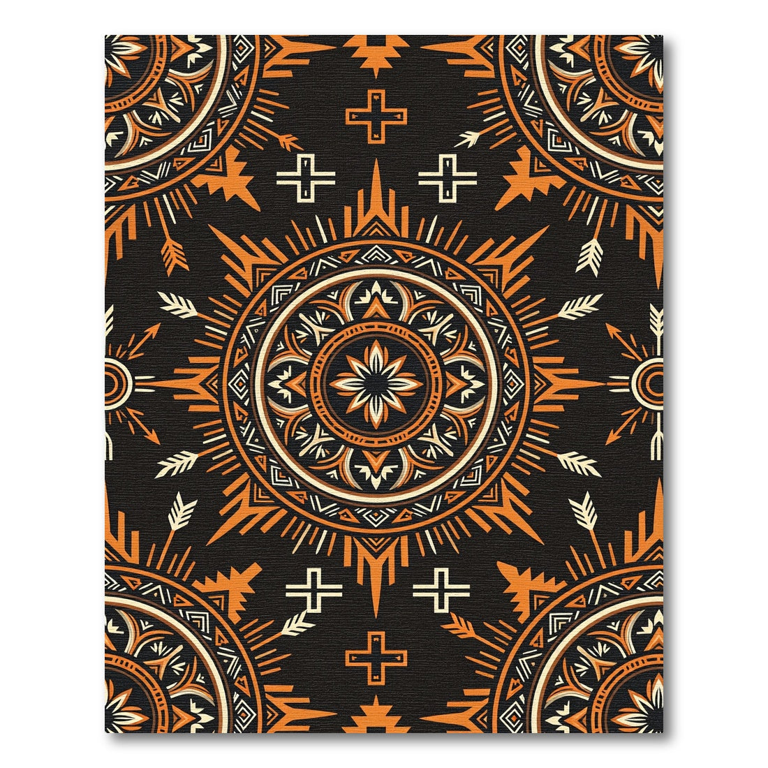 Terracotta Southwestern Sun Medallion with Arrows Rug