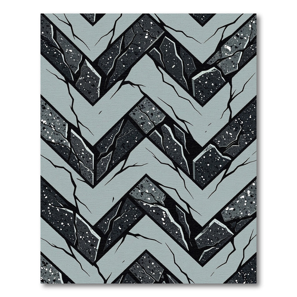 Geometric Concrete Chevron Graphic Gray Black Rug