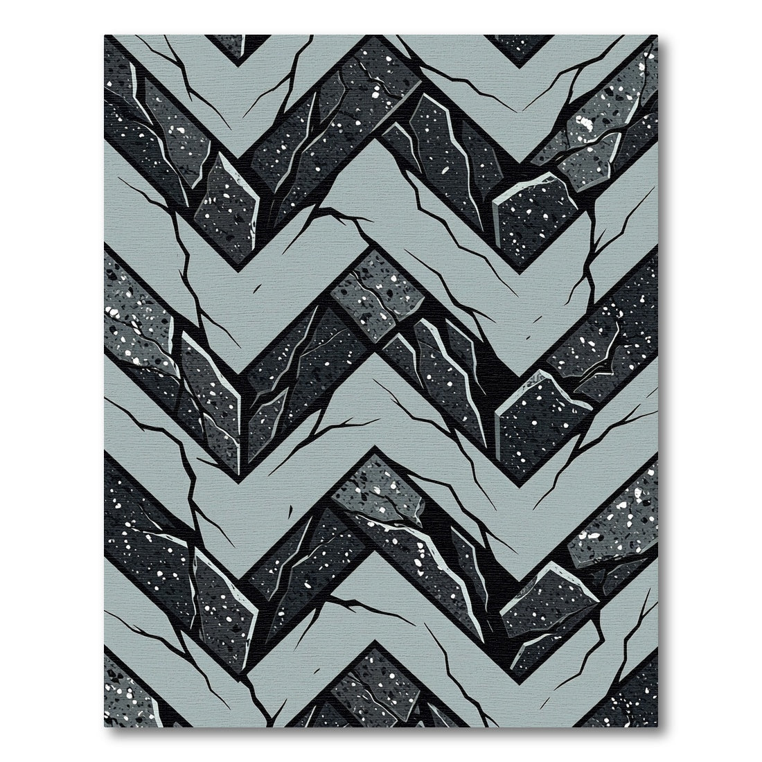 Geometric Concrete Chevron Graphic Gray Black Rug