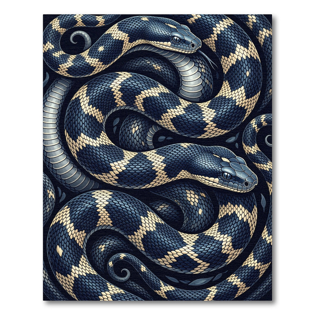 Coiled Serpent Dark Blue Gold Scales Rug