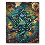 Celestial Teal Lotus Star Map Rug