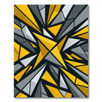 Bold Yellow Gray Geometric Explosion Rug