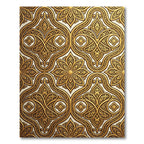 Ornate Golden Damask Floral Scroll Rug