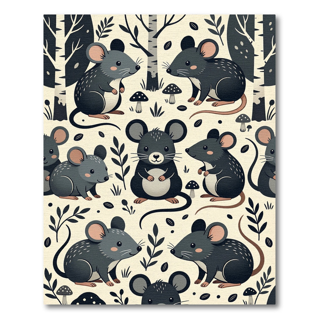 Whimsical Forest Mouse Cream Woodland Rug