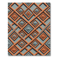 Orange Gray Geometric Diamond Lattice Rug