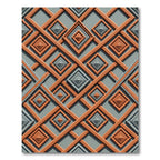 Orange Gray Geometric Diamond Lattice Rug