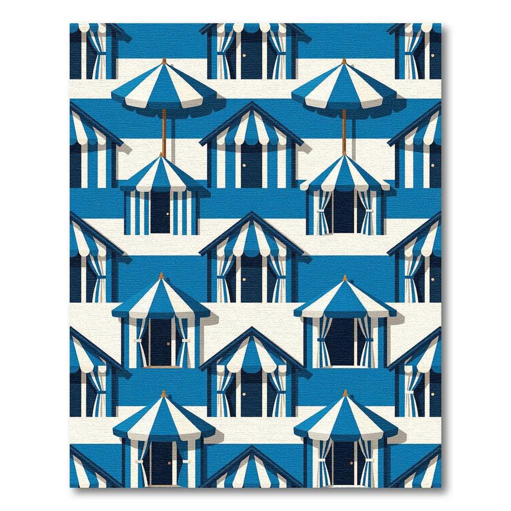 Coastal Blue White Beach House Cabana Rug