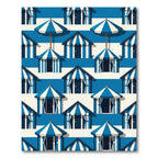 Coastal Blue White Beach House Cabana Rug