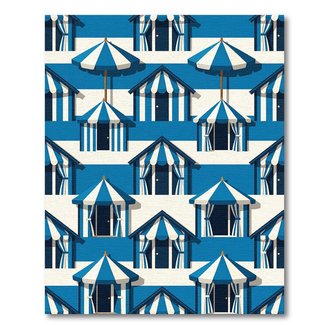 Coastal Blue White Beach House Cabana Rug
