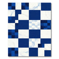 Modern Cobalt and White Geometric Grid Rug