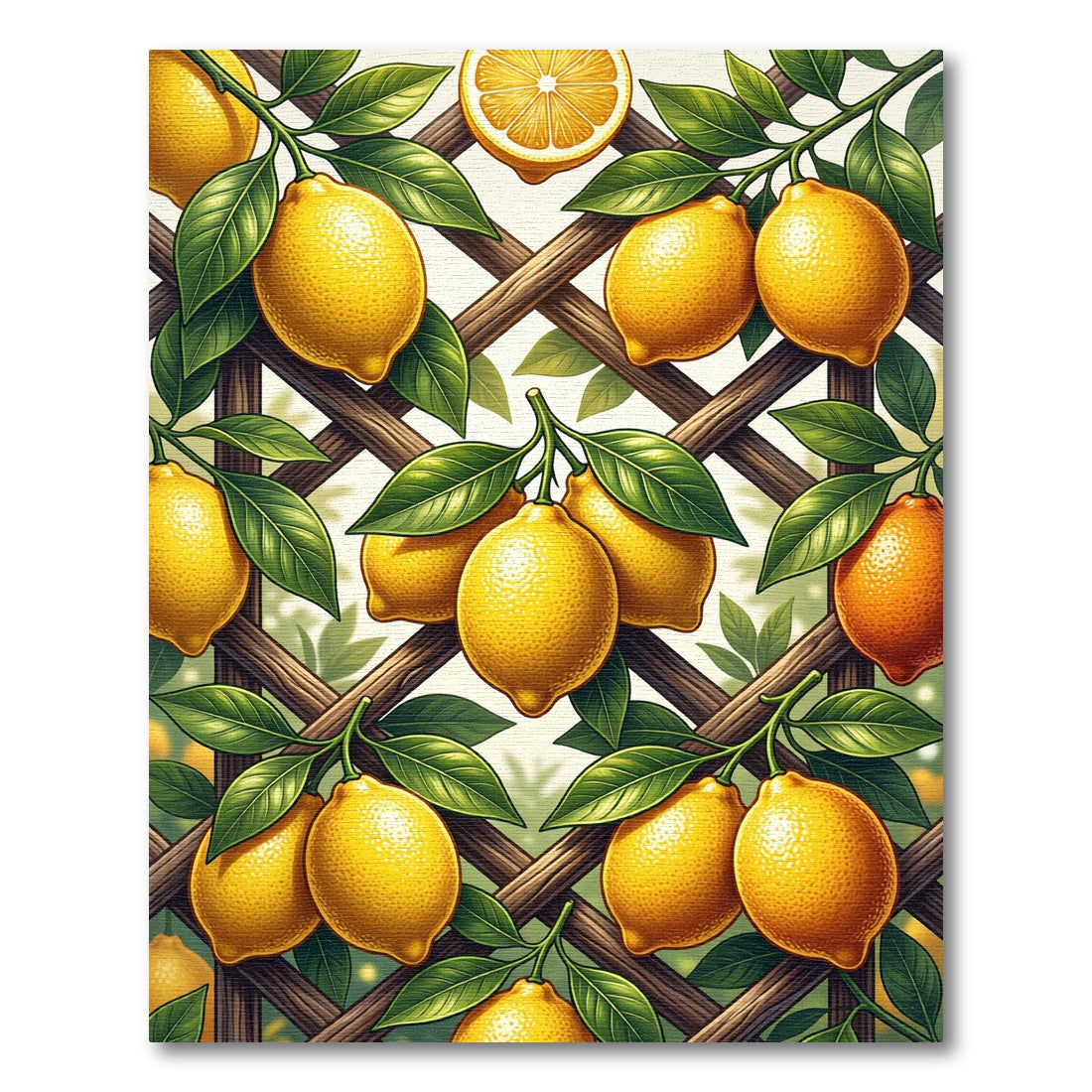 Sunny Citrus Lemon Trellis Wallpaper Rug