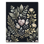 Mystical Crystal Rose Botanical Illustration Rug