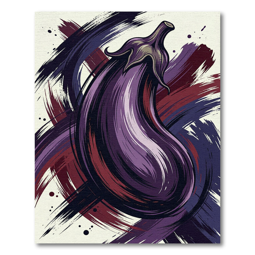 Abstract Purple Eggplant Ink Brush Art Rug