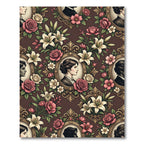 Victorian Cameo Portrait Floral Rose Lily Rug