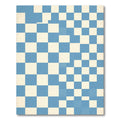 Modern Blue White Abstract Grid Rug