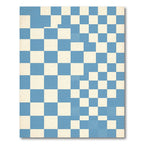 Modern Blue White Abstract Grid Rug