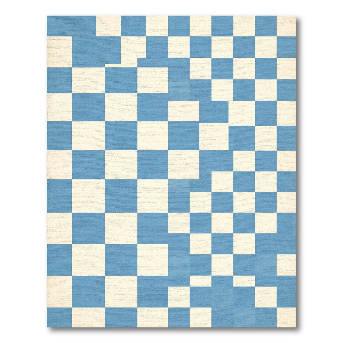 Modern Blue White Abstract Grid Rug