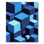 Deep Blue Cubes Isometric Collection Rug