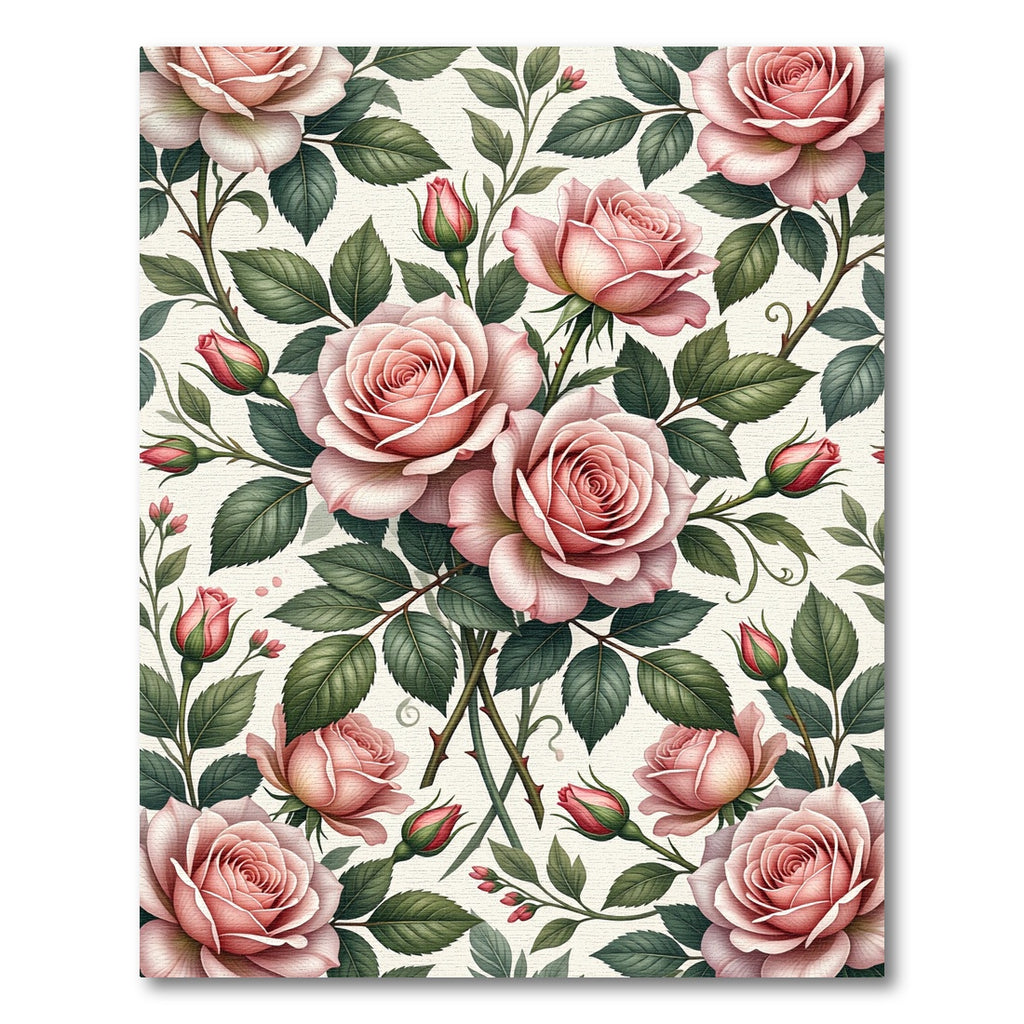Elegant Blush Pink Rose Botanical Rug