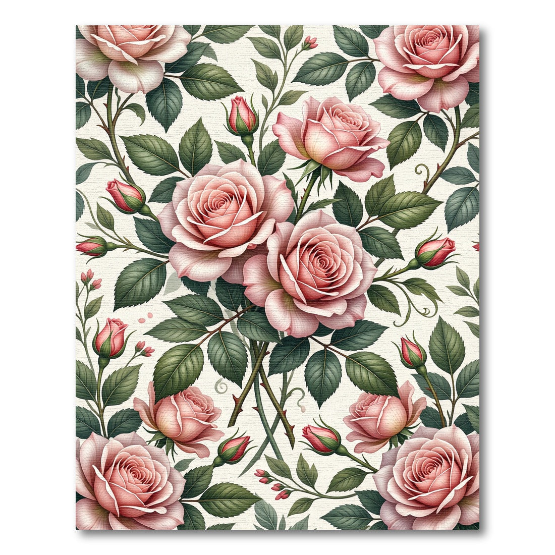 Elegant Blush Pink Rose Botanical Rug