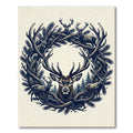 Majestic Forest Stag Silhouette Wreath Rug