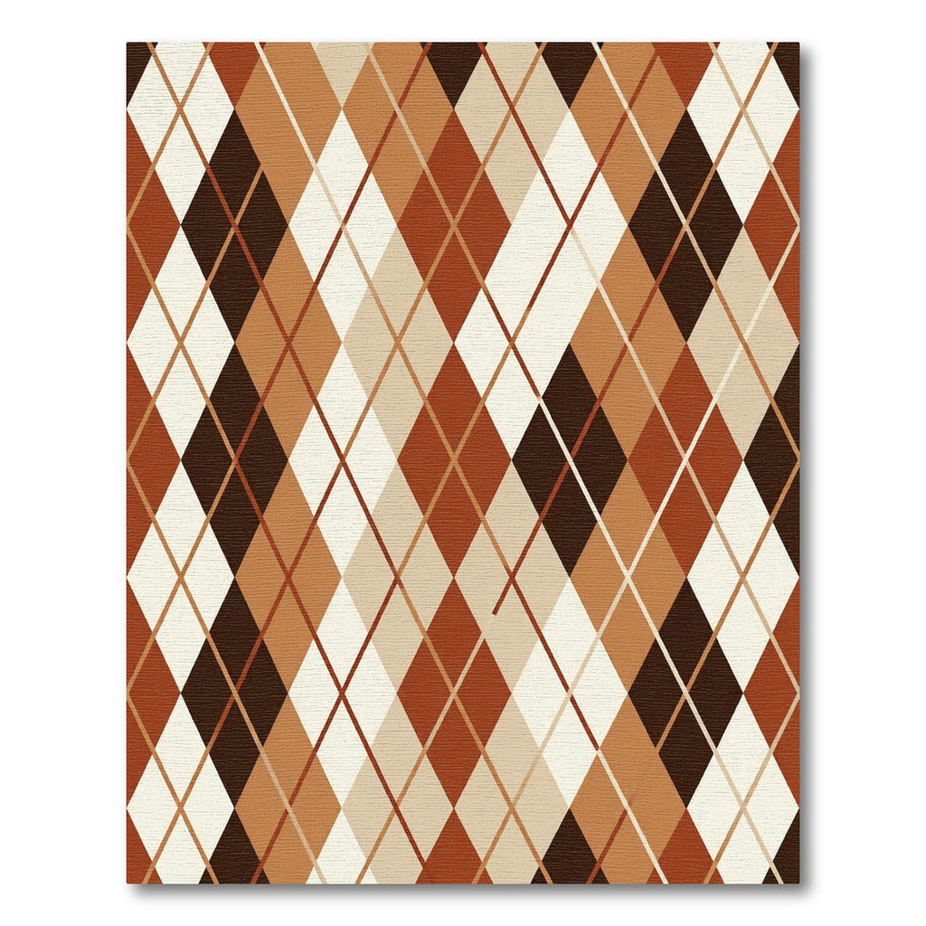 Earthy Brown Argyle Geometric Diamond Rug