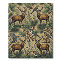 Vintage Woodland Deer and Forest Fauna Rug
