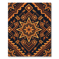 Geometric Golden Star Amber Aztec Art Rug