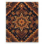 Geometric Golden Star Amber Aztec Art Rug