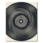 Minimalist Monochrome Swirling Circular Vortex Rug