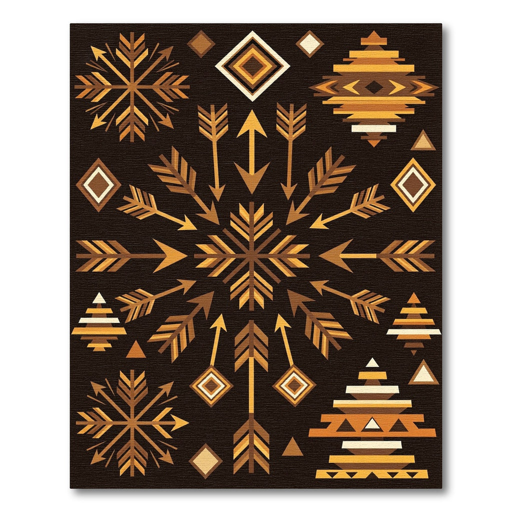Golden Brown Arrow Snowflake Tribal Rug