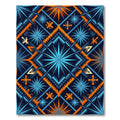 Deep Blue Orange Starburst Geometric Rug