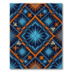 Deep Blue Orange Starburst Geometric Rug