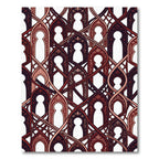 Intricate Burgundy Arched Lattice Overlay Rug