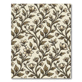 Cream and Brown Floral Vine Meadow Rug