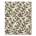 Cream and Brown Floral Vine Meadow Rug