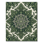 Deep Green Acanthus Leaf Medallion Rug