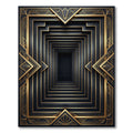 Art Deco Black Gold Geometric Frame Rug