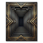 Art Deco Black Gold Geometric Frame Rug