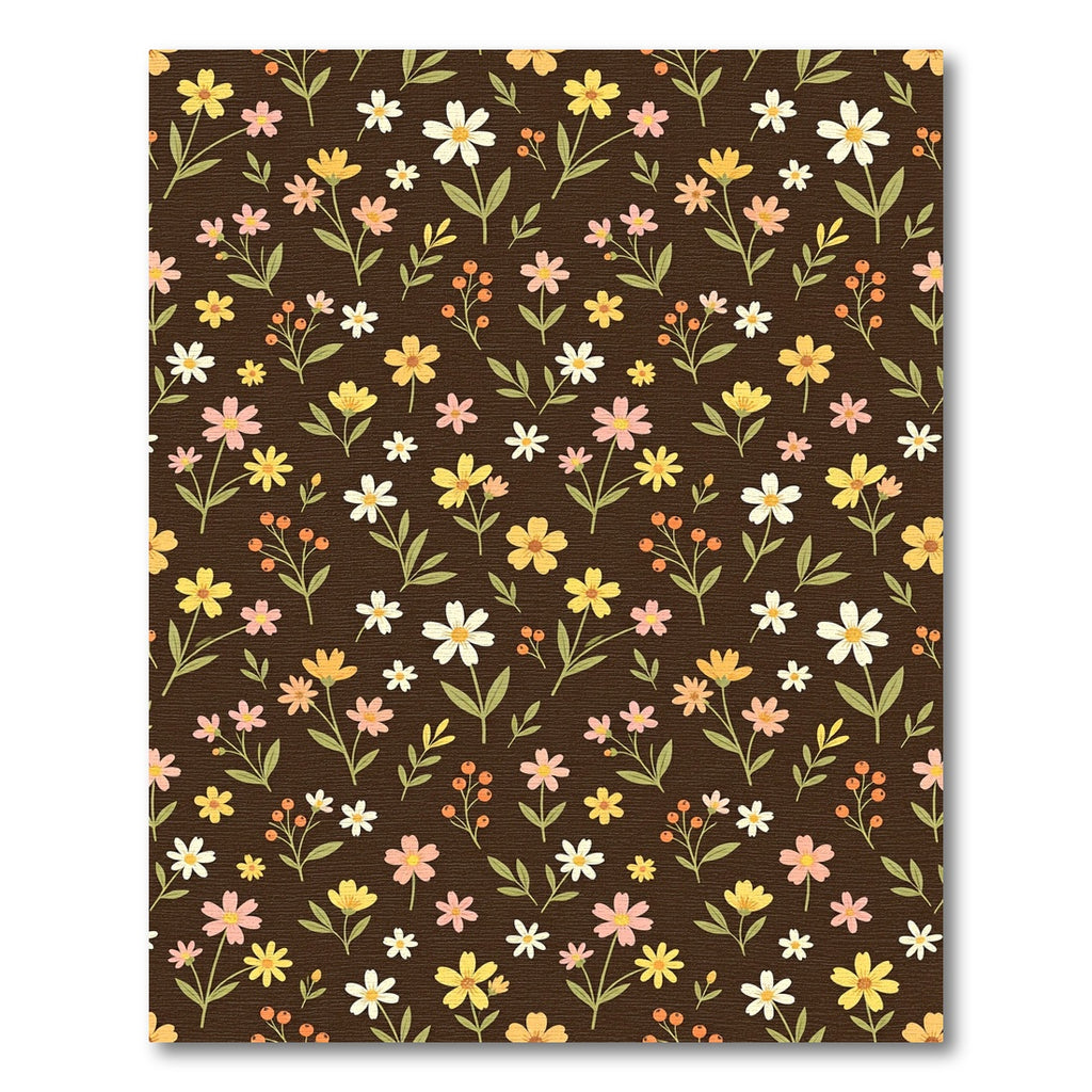 Brown Earthy Floral Meadow Garden Rug