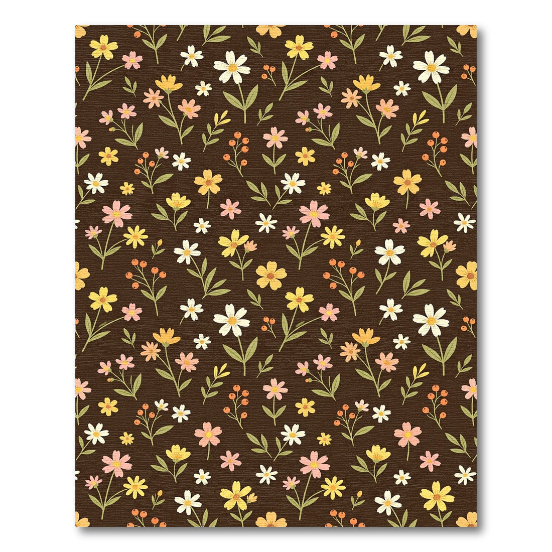 Brown Earthy Floral Meadow Garden Rug
